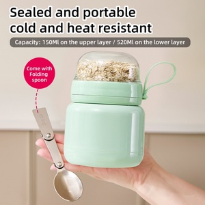 Overnight Oats <b>Jars</b> with Lid and Spoon Set Durable and Stylish Breakfast Cup with Spoon for Milkshake Oat <b>Jars</b> Food Storage - Product Image 2