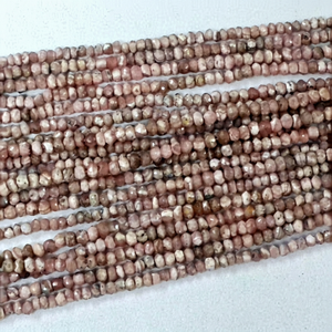 Vente en gros de perles de rhodochrosite facettées rondes de 14 pouces, 3 mm, perles de pierre naturelle rose pour la fabrication de bijoux - Product Image 1