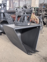 Godet trapézoïdal pour excavatrice avec rotateur hydraulique à 360 degrés, godet de creusement en V, acier soudé robuste, dents remplaçables