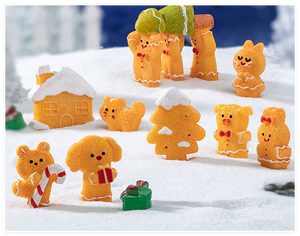 Pain d'épice Homme Porter Xmas Animaux Cochon <span class=keywords><strong>Chien</strong></span> Lapin Ours <span class=keywords><strong>chat</strong></span> Arbre Maison Décoratif Vacances Noël Décor Miniature Résine Figure - Product Image 6