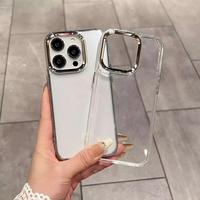 Coque de téléphone transparente souple avec cadre d'appareil photo électroplaqué pour iPhone 17e 17 Air 18 16e 15 14 13 12 11 Pro Max X XS MAX 8 Plus
