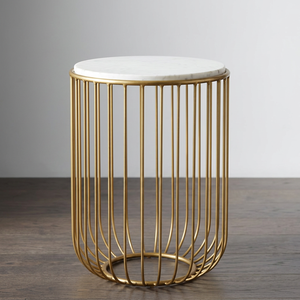AK Brass Customized Round Metal Coffee <b>Table</b> In Gold Finished With Top <b>White</b> Marble For Office Furniture / Home Furniture - Product Image 3