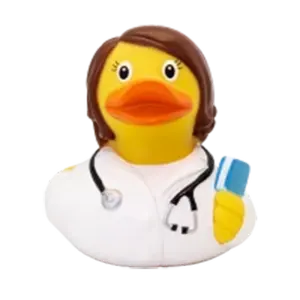 批发定制清洁优质可爱pvc女医生鸭塑料迷你动作人物乙烯基人物玩具工艺玩具