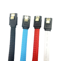 Kabel Data HDD SDD lurus 6Gbps, kabel kepang nilon SATA 3.0 dengan kait pengunci untuk SATA HDD, SSD, Driver CD