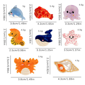 Mignon <span class=keywords><strong>organisme</strong></span> marin trompette petite acétate pince à cheveux Mini dessin animé mer Animal griffe pince à cheveux pour les femmes - Product Image 5