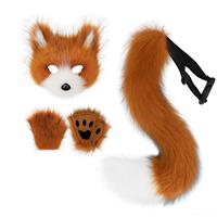 Costume d'Halloween : Queue de renard en peluche, oreilles de chat, masque de bête, gants en EVA – Ensemble de cosplay anime japonais pour jeux de rôle
