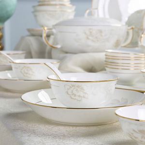 Luxury Bone China Tableware <b>Set</b> Various Specifications for Hotels Restaurants Weddings Commercial Use Dishwasher Safe Scenic - Product Image 4