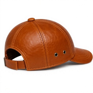 Brown Leather Baseball Cap Adjustable Strap Curved Brim Casual <b>Dad</b> Hat for Outdoor Wear - Product Image 4