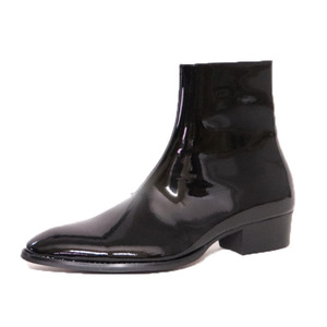 Botas <span class=keywords><strong>Chelsea</strong></span> de Cuero con Diseño Personalizado, Parte Superior de Cuero Lacado, Cierre de Cremallera, Botas de Invierno para Hombre, Resistentes y de Cuero Genuino - Product Image 4