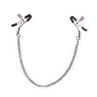 Pinzas para Pezones con Cadena, Clips Metálicos para Pezones en Negro y Plateado, Pinzas para Pezones sin Perforación, Cadena Corporal Sexy Ajustable, Juguetes Sexuales