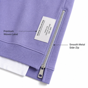 Sudadera Extra Grande Morada Premium para Mujer con Cierre Lateral y Etiqueta Gráfica para Moda Urbana - Product Image 5