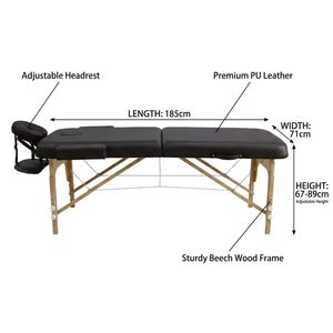 <span class=keywords><strong>Table</strong></span> de <span class=keywords><strong>massage</strong></span> pliable en <span class=keywords><strong>bois</strong></span> de hêtre à 2 sections |   260 kg 7 cm Mousse |   Spa, chiropratique, salon de beauté, tatouage des cils |   GPSR ISO9001 OEM - Product Image 4