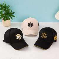 Casquette de baseball unisexe en PVC brodé transfrontalier, style New York, 6 panneaux, pour printemps-automne, chapeau de soleil d'extérieur, tendance et décontractée, pour la pêche