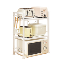 Support de four à micro-ondes à double niveau réglable en hauteur pour comptoir de cuisine blanc, support de rangement pour grille-pain et four à pizza