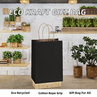 Sac en papier kraft noir recyclable personnalisé avec poignée pour la vente en gros en usine, idéal pour les plats à emporter, le shopping et l'emballage cadeau