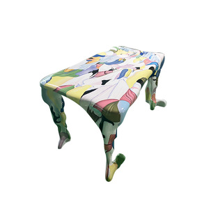 Libit Art Fiberglass Painted <b>Dining</b> <b>Table</b> Irregular Shape Resin Top Plastic Legs Customizable Indoor Use - Product Image 4