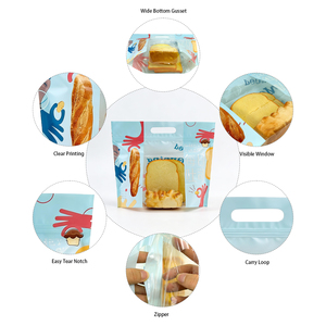 Sac d'emballage transparent personnalisé pour boulangerie, pain grillé, pain tranché, type fermeture éclair avec poignée - Product Image 5