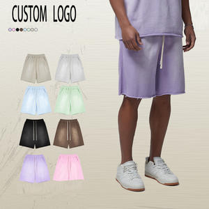 Shorts vintage délavés pour hommes, coupe oversize, style streetwear, poids lourd, avec logo personnalisé OEM, pour l'été, effet délavé à l'acide. - Product Image 1