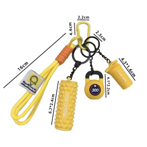 New 3D Rubber Yoga <b>Foam</b> <b>Roller</b> Dumbbell Keychain Gym Themed Bag Charm for Yoga Enthusiasts Sports Equipment Keyring Fitness Gift - Product Image 3