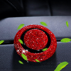 Ambientador multifuncional para coche con diseño de platillo volador, con pedrería de diamantes blancos, rojos, negros, grises y de color menta, de plástico natural. - Product Image 3