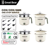 Mini-cuiseur électrique Great Bear durable, antiadhésif, avec couvercle en verre et poignée résistante à la chaleur, idéal pour les dortoirs, les voyages et les appartements