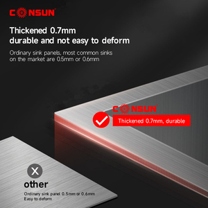 Consunキッチンキャビネットシンクシングルボウルアンダーマウント304ステンレス鋼キッチン用多機能スクエアキッチン - Product Image 5