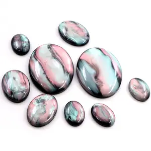 Fashion 5-20pcs/lot 30x40mm 18X25mm 13x18mm Oval Black Shell Color Flat Back Resin Cabochons Cameo DIY Jewelry Findings Supplies