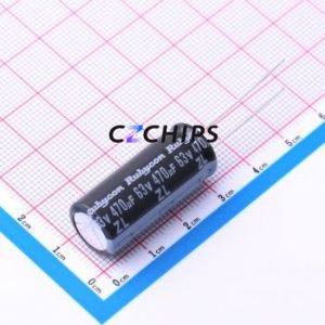 Condensador Electrolítico de Aluminio de Orificio Pasante 63ZL470MEFC12.5X30, Orificio Pasante, D12.5xL30mm 470uF 20% 63V 2.25A-100kHz - Product Image 1