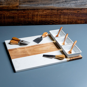 5 Cái Bảng Charcuterie Gỗ Cẩm Thạch Và Keo Bảng Phô Mai Với 3 Bát 3 Thìa Và 4 Dụng Cụ Charcuterie - Product Image 6