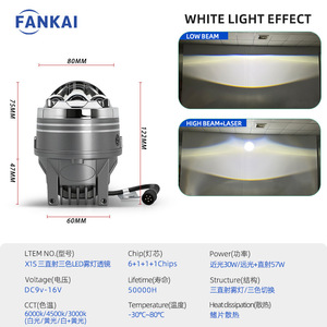 Fankai X1S - Faro Antiniebla LED Tricolor de 3.0 Pulgadas, Luz Directa Triple, Súper Brillante, Vida Útil de 50000h, 6000K/4500K/3000K - Product Image 5