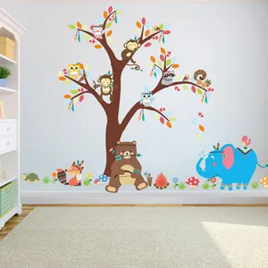 Cartoon animal tree wall sticker kids