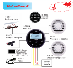 ลำโพงสเตอริโอทางทะเล H-808+058 ชุดติดตั้งง่ายสำหรับเรือ สระว่ายน้ำ โรงงาน ผู้ผลิตมืออาชีพ - Product Image 4