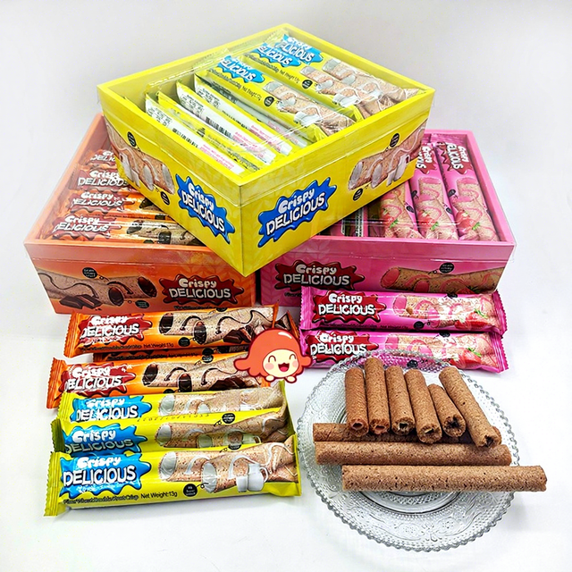 Wholesale Sweet Crispy Chocolate & Cream Filled Wafers in Box