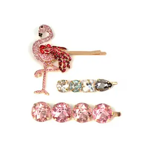 Mode femmes rose cristal strass diamant flamands broches à cheveux ensemble pinces à cheveux mode un mot épingles à cheveux Barrettes