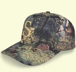 New York Customized Metallic Gold Color Printed Cotton Print 5 Panel Cap Hat Outdoor Sports Mens Printing Baseball Cap