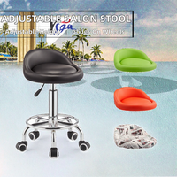 Tabouret de salon de luxe en similicuir durable, inclinable et réglable en hauteur, avec dossier, roulettes et pompe hydraulique pour massage et soins du visage