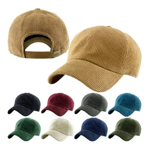 Custom made 6 panel adjustable Khaki Cord Cap Corduroy Baseball Caps Classic Winter Hat Custom Logo