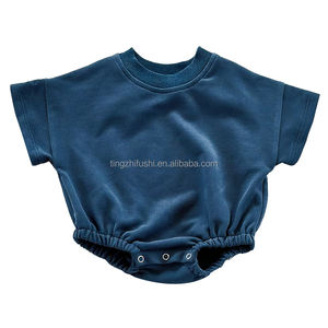 Fashion musim panas balita bayi baru lahir kaus sublimasi polos Romper gelembung lengan pendek kain katun Romper anak perempuan - Product Image 5