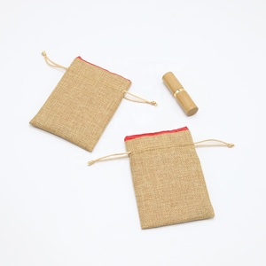 Sac en lin naturel écologique avec cordon de serrage, sac en toile de jute et chanvre pour emballage cadeau - Product Image 3