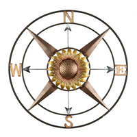 Décoration murale d'ancre nautique, métallique rustique suspendue, boussole, décor de maison, accessoires de décoration à thème, 1 pièce