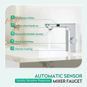 Robinet de lavabo cascade moderne à LED chromé avec capteur infrarouge pour salle de bain - Product Image 4