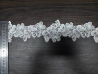 Bordure en dentelle guipure tricotée écologique, motif floral papillon blanc, avec franges, pour robe de mariée, textile de maison, couture et artisanat