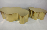 Table basse en acier inoxydable doré de luxe de haute qualité Table d'appoint centrale de forme unique pour la maison hôtel meubles de salon