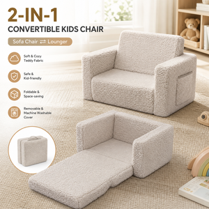 Silla Convertible Plegable para Niños, Sillón Convertible con Funda Lavable, Sofá Pequeño Ideal para Sala de Juegos o Dormitorio - Product Image 1