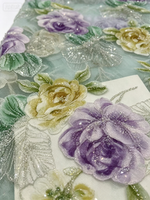 Tissu de Robe de Mariée Brodé de Perles et de Paillettes, Vente Chaude en Gros Direct Usine, Doublure pour Garçons et Filles, 100% Polyester, Densité Moyenne