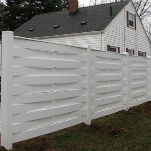 Valla <span class=keywords><strong>de</strong></span> PVC Blanca para Exteriores, Semi-Privada, con Diseño <span class=keywords><strong>de</strong></span> Mimbre - Product Image 3