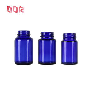 Pot en verre bleu écologique 200cc 250cc 500cc avec bouchon électroplaqué finition mate et étiquette personnalisée pour bonbons gélifiés - Product Image 4