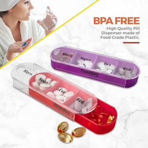 One Week 28 Cases Pill <b>Storage</b> <b>Rainbow</b> Color Pill Holder <b>Drawer</b> Shaped Plastic Pill Box - Product Image 4
