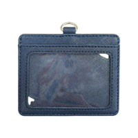 Kustom Premium PU Saffiano kulit dua sisi tahan lama leher dompet detachable Lanyard ID lencana pemegang dengan tali tenun