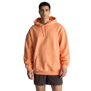 100% Cotton Terry Oversized Hoodie <b>Thick</b> <b>Fleece</b> Streetwear Drop Shoulder Blank Hoodie for Men - Product Image 1